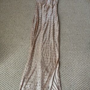 Emerald Sundae Gold Ruched Strapless Gown